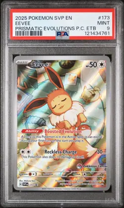 Prismatic Evolutions Eevee 173 Pokemon Center Stamp ETB Promo PSA 9 - Image 1