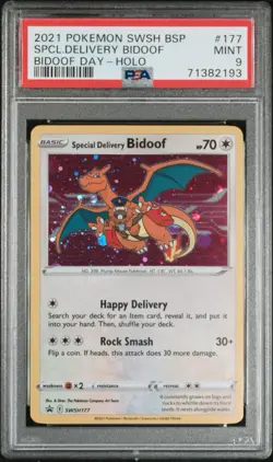 PSA 9 SPECIAL DELIVERY BIDOOF SWSH177 POKEMON 2021 BIDOOF DAY-HOLO BLACK STAR - Image 1
