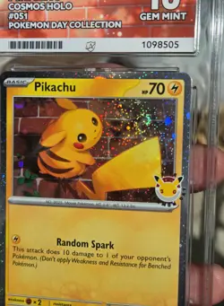 2026 Pokemon Day Collection Pikachu Cosmos Holo #051 ACE 10 Perfect Sub Grades - Image 2