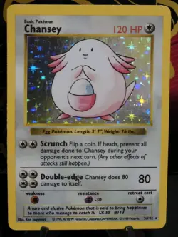 Pokemon Base Set Shadowless Chansey Holo Rare #3, Vintage Wizards Of The Coast - Image 1