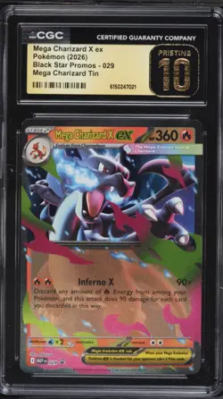 2026 Pokemon Mega Charizard X ex #29 Black Star Promo Tin CGC 10 Pristine - Image 1