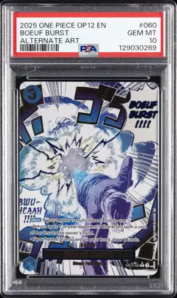 2025 ONE PIECE OP12-LEGACY OF THE MASTER ALTERNATE ART #060 BOEUF BURST PSA 10 - Image 1