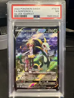 2022 Pokemon Sword & Shield Silver Tempest Full Art Serperior V #TG13 PSA 7 - Image 4