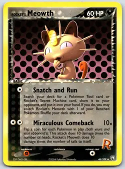 Rocket's Meowth 46/109 Uncommon Team Rocket Returns Pokemon Near Mint - Image 1