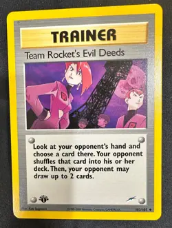 Pokemon 2002 Neo DESTINY 1st Ed. TEAM ROCKET'S EVIL DEEDS 103/105 never played - Image 1