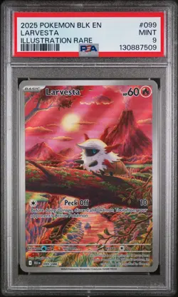 Larvesta Illustration Rare Pokemon Blk En-Black Bolt 099/086 PSA 9 - Image 1