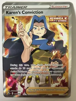 Pokemon Chilling Reign Karen's Conviction 193/198 Full Art Trainer Supporter NM - Image 1