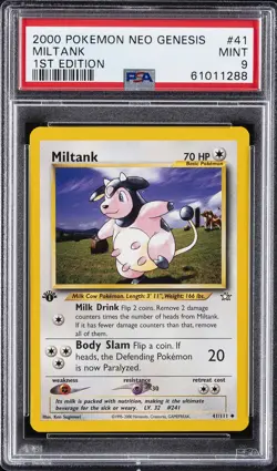 2000 POKEMON NEO GENESIS 1ST ED #41 MILTANK PSA 9 - Image 1
