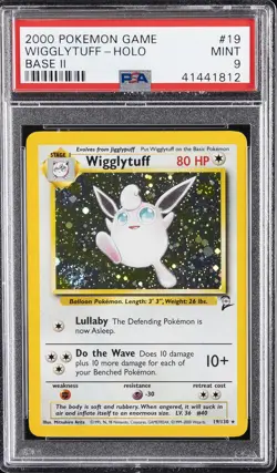 2000 POKEMON GAME BASE II #19 WIGGLYTUFF-HOLO PSA 9 - Image 1