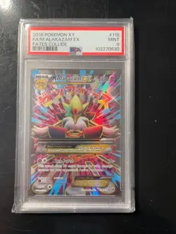 2016 POKEMON XY FATES COLLIDE #118 FULL ART/M ALAKAZAM EX PSA 9 - Image 1