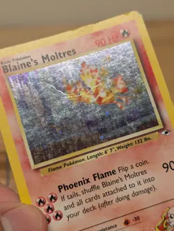 2000 Blaine's Moltres Holofoil Rare Gym Heroes Vtg WOTC Era 001/132 Legendary HP - Image 2