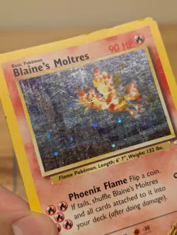 2000 Blaine's Moltres Holofoil Rare Gym Heroes Vtg WOTC Era 001/132 Legendary HP - Image 3