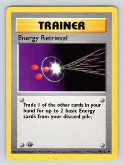 1ST EDITION Energy Retrieval 85/102 1999 SHADOWLESS Base Pokemon Cards LP! - Image 1