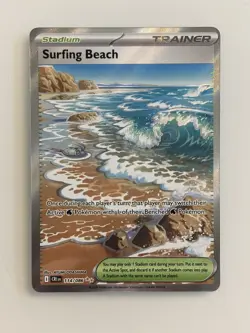 Surfing Beach 114/086 Ultra Rare ME04: Chaos Rising Pokemon NM - Image 1