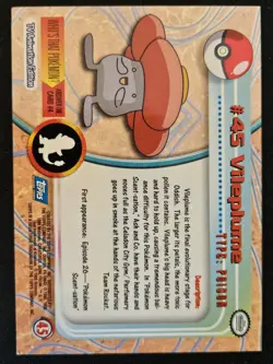 Vileplume 45 Topps 1999 TV Animation Edition Blue Label Non Holo Pokemon 1999 LP - Image 2