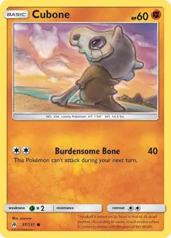 Cubone 57/131 SM - Forbidden Light NM Pokemon TCG - Image 1