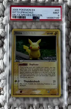 2005 Pokemon EX Ditto Pikachu Delta Species Reverse Holo #63 PSA 9 - Image 1