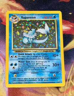 Pokemon TCG Vaporeon Base Set Holo 12/64 Unlimited Jungle Set NM/LP - Image 1