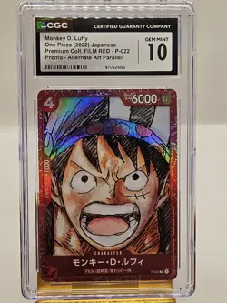 2022 ONE PIECE PROMO JAPANESE MONKEY D. LUFFY FILM RED ALT ART P-022 CGC 10 💎 - Image 1