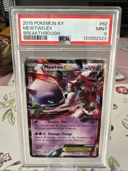 2015 Pokemon Mewtwo EX Ultra Rare Holo Breakthrough 62/162 PSA 9 - Image 1