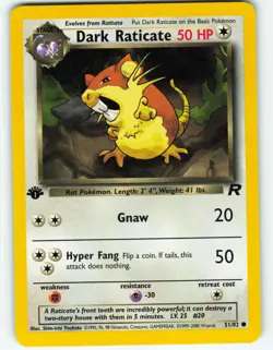 Dark Raticate - 1st Edition - 51/82 Team Rocket - WOTC - Pokemon TCG - 2000 - Image 1