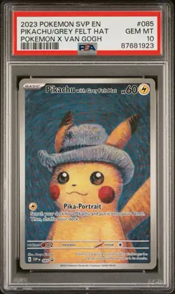 2023 Pokemon SVP Pikachu with Grey Felt Hat Pokemon X Van Gogh #085 PSA 10 - Image 1