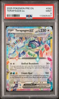 2025 POKEMON PRE EN-PRISMATIC EVOLUTIONS #092 TERAPAGOS EX PSA 9 - Image 1