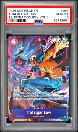 2026 ONE PIECE PROMOS ILLUSTRATION BOX VOL.6 #093 TRAFALGAR LAW PSA 10 - Image 1