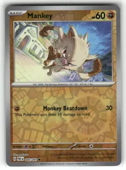 Mankey 045/091 Reverse Holo Paldean Fates Pokemon TCG - Image 1