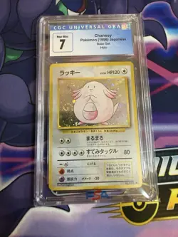 1996 POKEMON BASE SET JAPANESE #113 CHANSEY-HOLO CGC 7 Swirl - Image 1