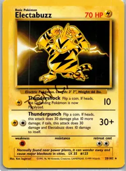 Pokemon TCG Base set Electabuzz Rare Regular 20/102 NM/LP - Image 1