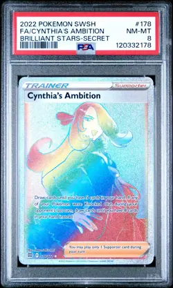 PSA 8 CYNTHIA'S AMBITION 178/176 FULL ART SECRET BRILLIANT STARS POKEMON 😍 - Image 1