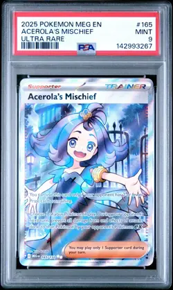 PSA 9 ACEROLA'S MISCHIEF 165/132 ULTRA RARE MEGA EVOLUTION POKEMON 😍 - Image 1