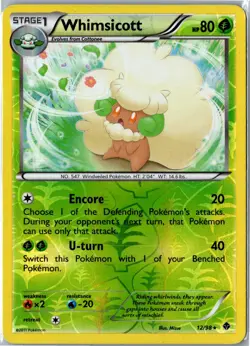 Pokemon Card - Whimsicott 12/98 Emerging Powers Rare Reverse Holo Heavily Played - Image 1
