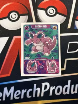 Rare POKEMON EVOLUTIONS STICKER Nidoking - Nidoran - Nidorino FULL ART Low Pop - Image 1