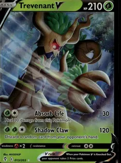 Trevenant V Ultra Rare SWSH07: Evolving Skies 013/203 Grass Holofoil Pokemon Car - Image 1