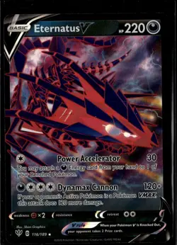 Eternatus V Ultra Rare SWSH03: Darkness Ablaze 116/189 Darkness Holo Pokemon Car - Image 1