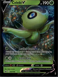 Celebi V Ultra Rare SWSH06: Chilling Reign 007/198 Grass Holofoil Pokemon Card - Image 1