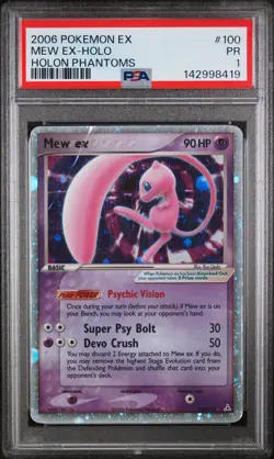2006 POKEMON EX HOLON PHANTOMS #100 MEW EX-HOLO PSA 1 - Image 1