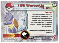Wartortle #08 Holo Foil 1999 Pokemon Topps Black Logo Series 1 TV Animation LP - Image 2
