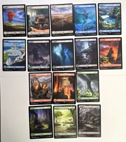 Magic Final Fantasy NON FOIL Basic Lands Complete Set of 16 - Full Art Land - Image 1