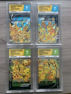 Pokemon TCG Pikachu V-Union SWSH 139/140/141/142 Black Star Promo Graded Ace 9 - Image 1
