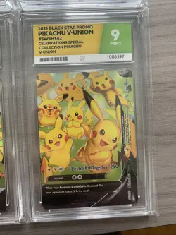 Pokemon TCG Pikachu V-Union SWSH 139/140/141/142 Black Star Promo Graded Ace 9 - Image 5