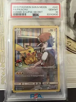 Pokemon Pikachu Cosmic Eclipse #241/236 Secret SM PSA 10 - Image 1