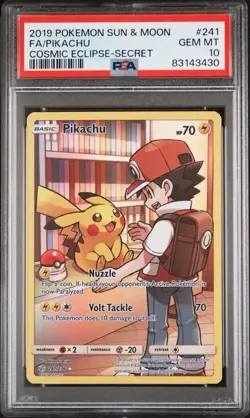 Pokemon Pikachu Cosmic Eclipse #241/236 Secret SM PSA 10 - Image 3