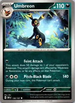 Umbreon 130/197 Uncommon Obsidian Flames Pokemon Near Mint - Image 1