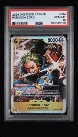 2026 ONE PIECE ST29-014 ENGLISH RORONOA ZORO PSA 10! - Image 1