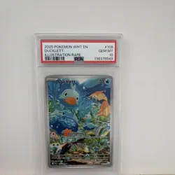 PSA 10 2025 Pokemon SV White Flare Ducklett Illustration Rare Holo #109/086 EN - Image 1