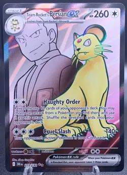 Team Rocket's Persian ex 219/182 Ultra Rare Pokemon Destined Rivals Full Art NM - Image 1