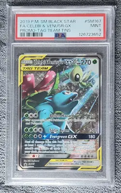 Pokemon Card PSA 9 Celebi & Venusaur GX SM167 Tag Team Tins - Image 1